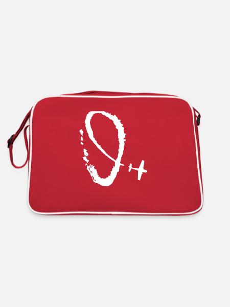 Kunstflug Motorflugzeug - Retro Tasche - Rot/Weiß - Hinten