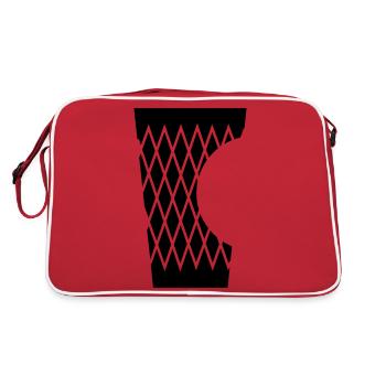 Geripptes mit Biss - Retro Tasche - Rot/Weiß - Hinten