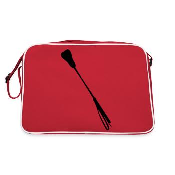 Gerte - riding crop - Retro Tasche - Rot/Weiß - Hinten