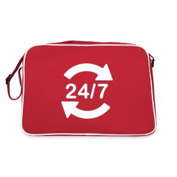 24/7 Service-Logo-Symbol - Retro Tasche - Rot/Weiß - Hinten