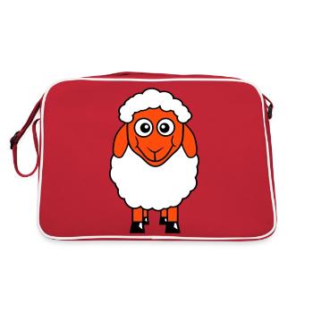 Sheep Baby Stands Cute Cute Lamb Child Cool Comic - Retro Bag - red/white - Back