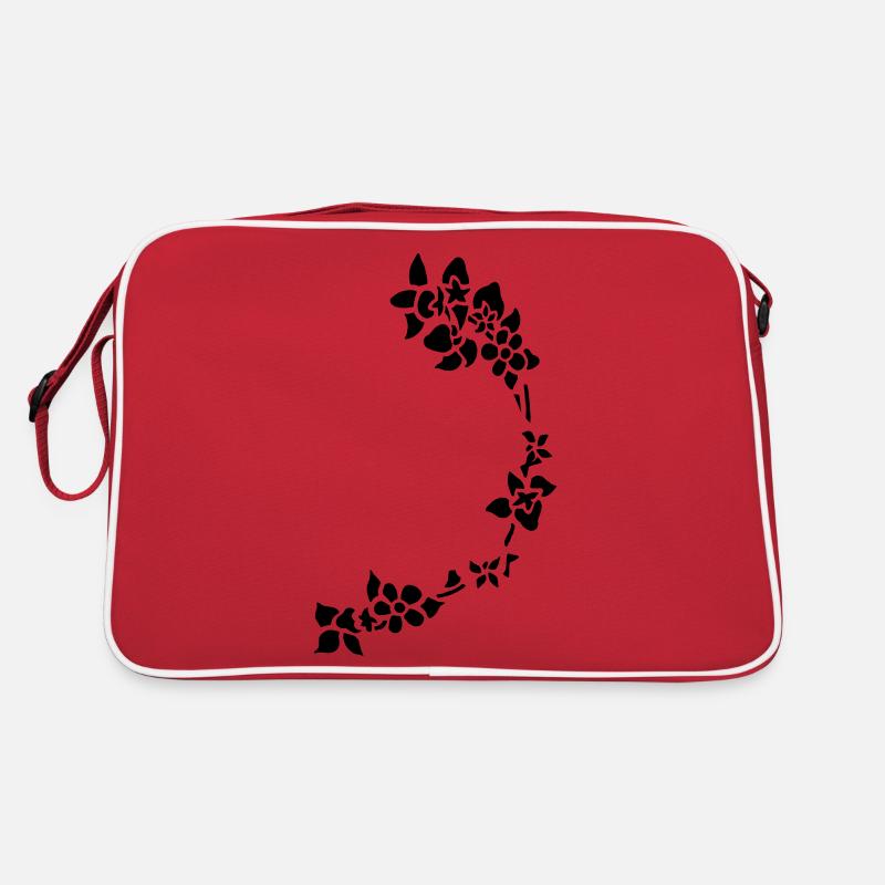 Blumenranke - Retro Tasche - Rot/Weiß