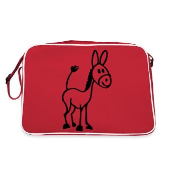 Kleiner Esel - Retro Tasche - Rot/Weiß - Hinten