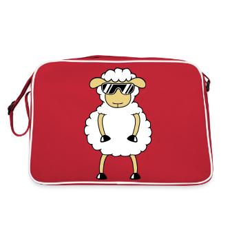Sheep Sunglasses Party Sheep Lamb Cute Cool - Retro Bag - red/white - Back