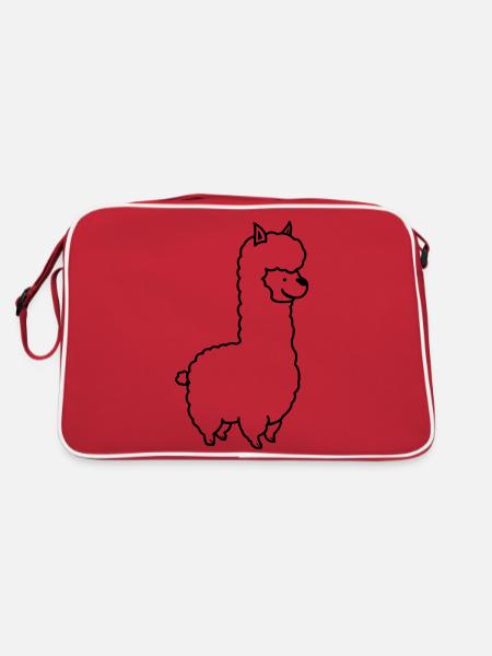 Alpaka - Retro Tasche - Rot/Weiß - Hinten