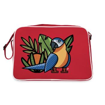 Papagei Macau Macao tropische Ararauna - Retro Tasche - Rot/Weiß - Hinten