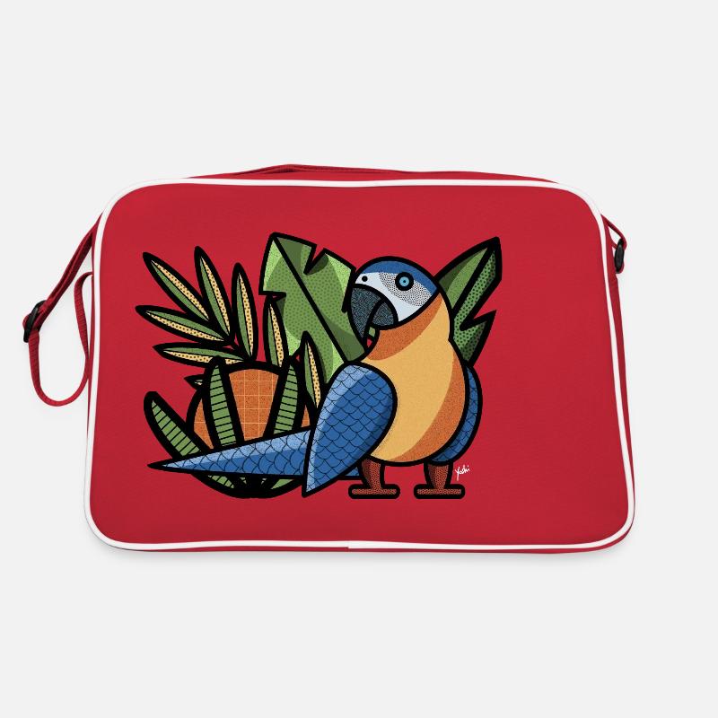 Parrot Macau Macao tropical ararauna - Retro Bag - red/white