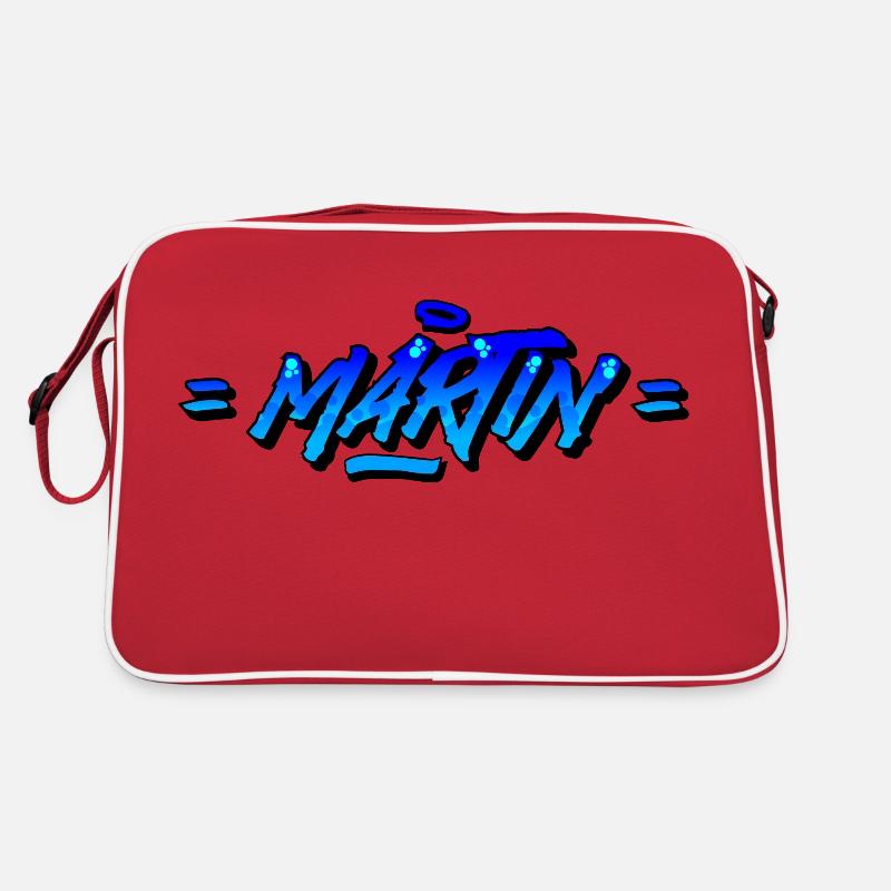Graffiti Vorname Martin - Retro Tasche - Rot/Weiß