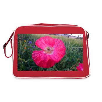 Rote Blume - Retro Tasche - Rot/Weiß - Hinten