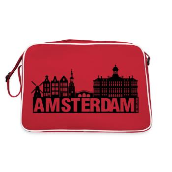 La ligne d’horizon de la ville d’Amsterdam néerlandais - Sac Retro - rouge/blanc - Dos