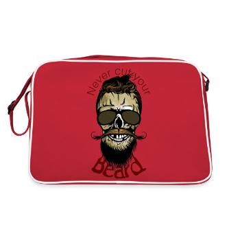 death tete quote never cut hipster skull barb - Retro Bag - red/white - Back