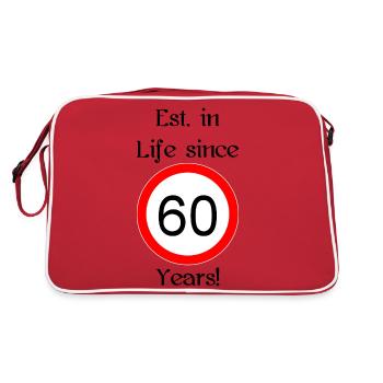 est i l 60 script black engl - Retro Tasche - Rot/Weiß - Hinten