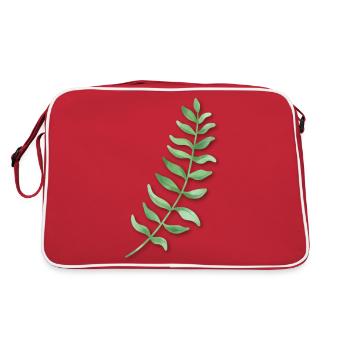 Blatt grün Efeu - Retro Tasche - Rot/Weiß - Hinten