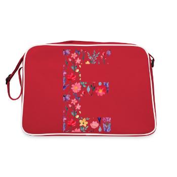 Personalisierter Blumenbuchstabe E - Geschenkidee - Retro Tasche - Rot/Weiß - Hinten