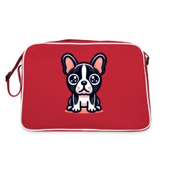 Logo mignon bouledogue français dans un style comique - Sac Retro - rouge/blanc - Dos