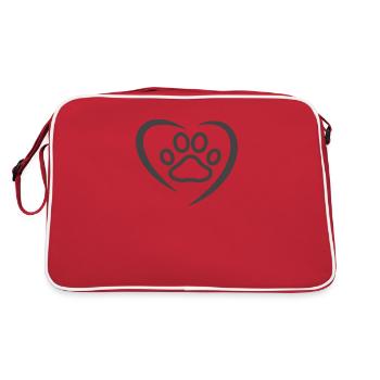 I love cats! A heart for cats! - Retro Bag - red/white - Back