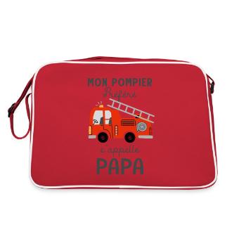 Papa Pompier prefere Papa Naissance Grossesse - Sac Retro - rouge/blanc - Dos