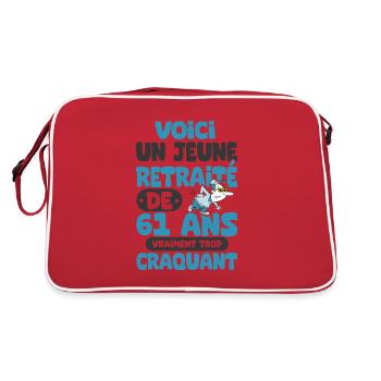 jeune retraité de 61 ans cadeau drôle retraite. - Sac Retro - rouge/blanc - Dos