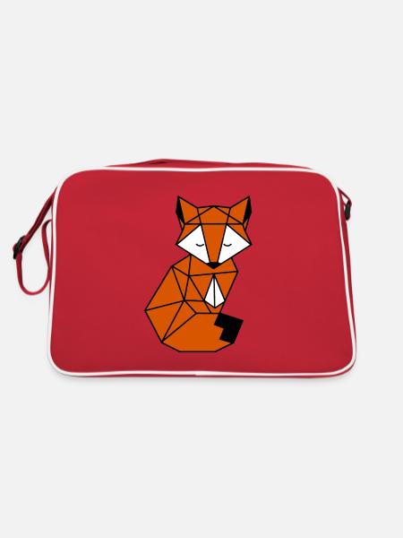 Origami fox - Retro Bag - red/white - Back