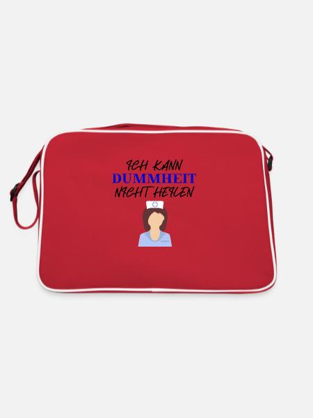 Krankenschwester Geschenkidee lustig witzig - Retro Tasche - Rot/Weiß - Hinten