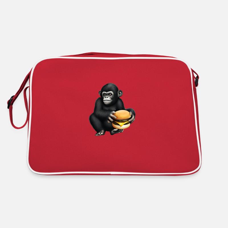 Gorilla liebt Cheeseburger Retro Tasche