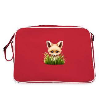 Little fox hiding in the grass - Retro Bag - red/white - Back