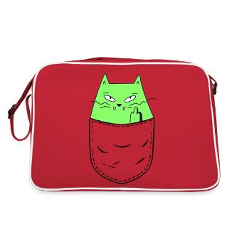 Chat Qui Fait Un Doigt D'honneur - Sac Retro - rouge/blanc - Dos