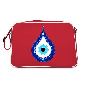 Nazar Boncuk, symbole de protection, Bleu, Oeil, Turquie - Sac Retro - rouge/blanc - Dos