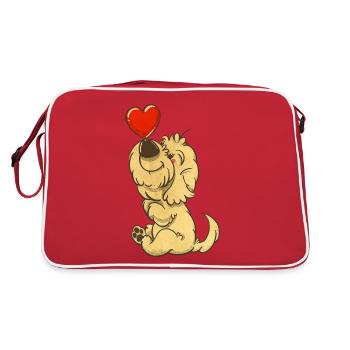 Cockapoo Thor avec un cœur sur le nez - Sac Retro - rouge/blanc - Dos