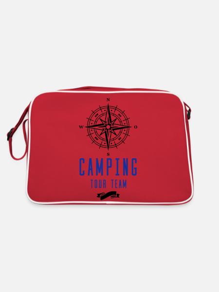 camping tour team - Retro Tasche - Rot/Weiß - Hinten