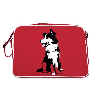 Border Collie Dog Lovers Dog Owners Dogs - Sac Retro - rouge/blanc - Dos