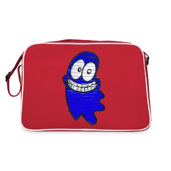 Funny smiling ghost in blue - Retro Bag - red/white - Back