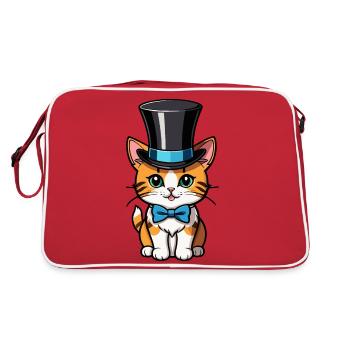 Chat avec un chapeau et nœud papillon - Sac Retro - rouge/blanc - Dos