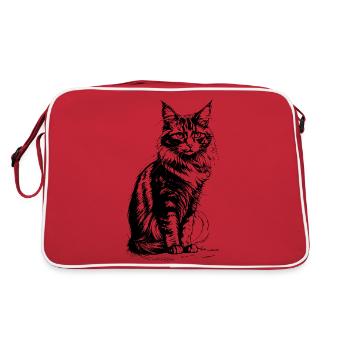 Chat fier noir et blanc - Sac Retro - rouge/blanc - Dos