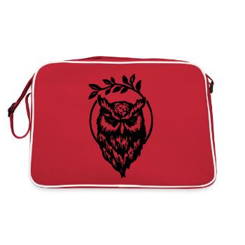 Eule - Retro Tasche - Rot/Weiß - Hinten