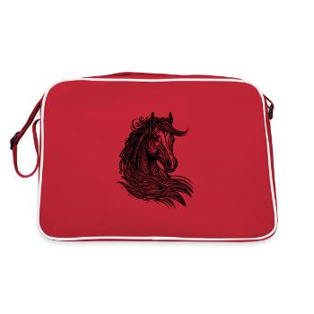 Elegant mares portrait with mane in the wind - Retro Bag - red/white - Back