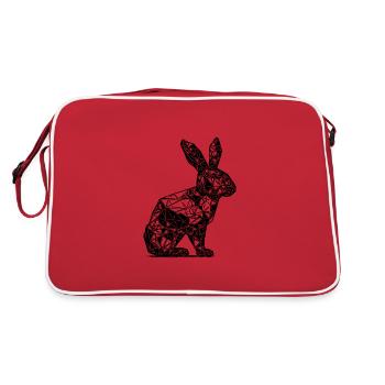 Geometric Lines Rabbit Rabbit Head - Retro Bag - red/white - Back