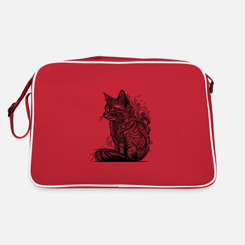 Lignes de tatouage chat dans le style Nature sauvage Sac Retro