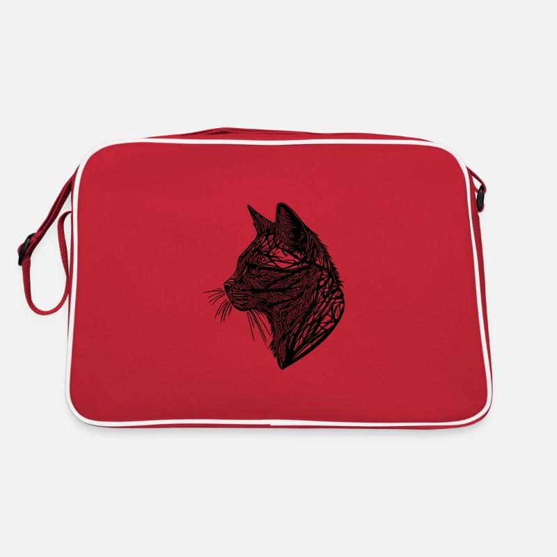 Petit chat dans la nature Web Lines Style de tatouage Sac Retro