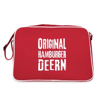 Hamburgerin Hamburg Hamburger Deern Frau Geschenk - Retro Tasche - Rot/Weiß - Hinten