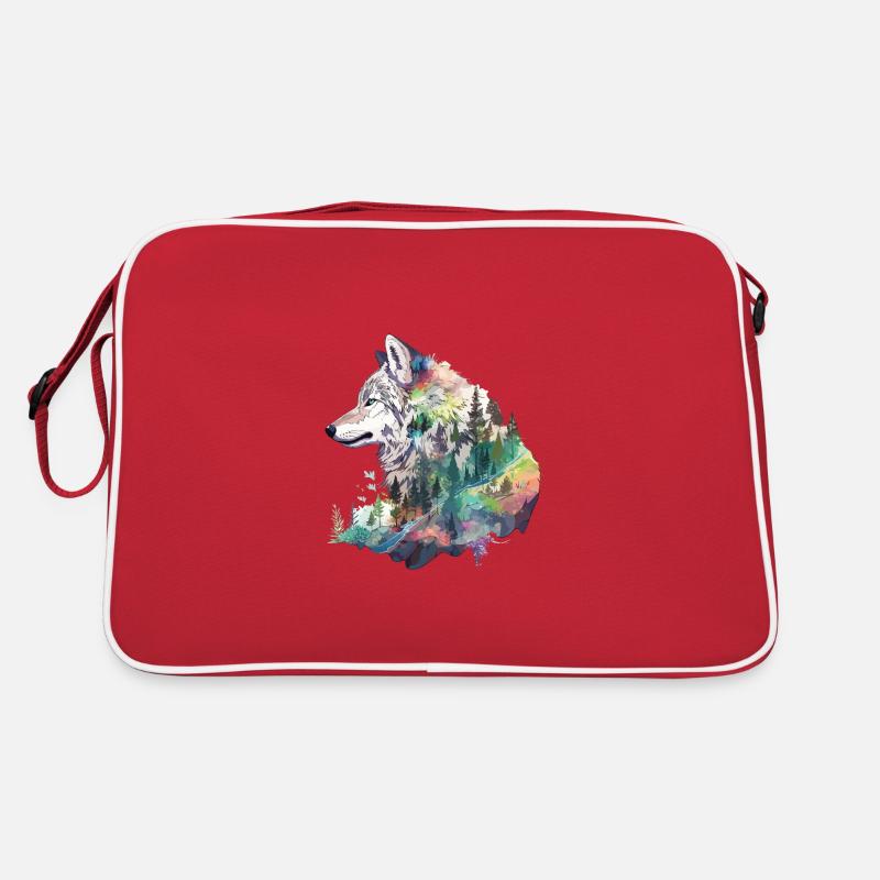 Wolf Wolf’s Head Nature Wilderness Forest Trees Art Sac Retro