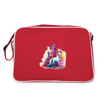Unicorn Rainbow Castle Fantaisie magique colorée - Sac Retro - rouge/blanc - Dos