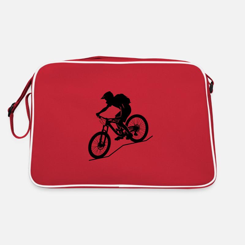 Dynamic mountain biker silhouette Retro Bag
