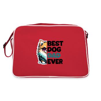 Meilleur papa chien de tous les temps - Poméranie - Sac Retro - rouge/blanc - Dos