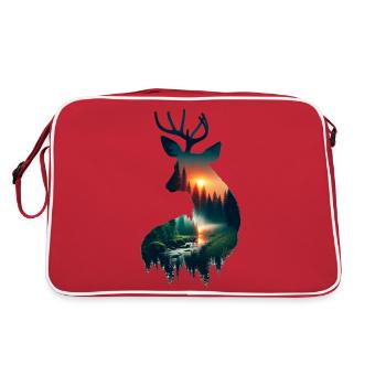 Double Exposure Deer - Retro Tasche - Rot/Weiß - Hinten