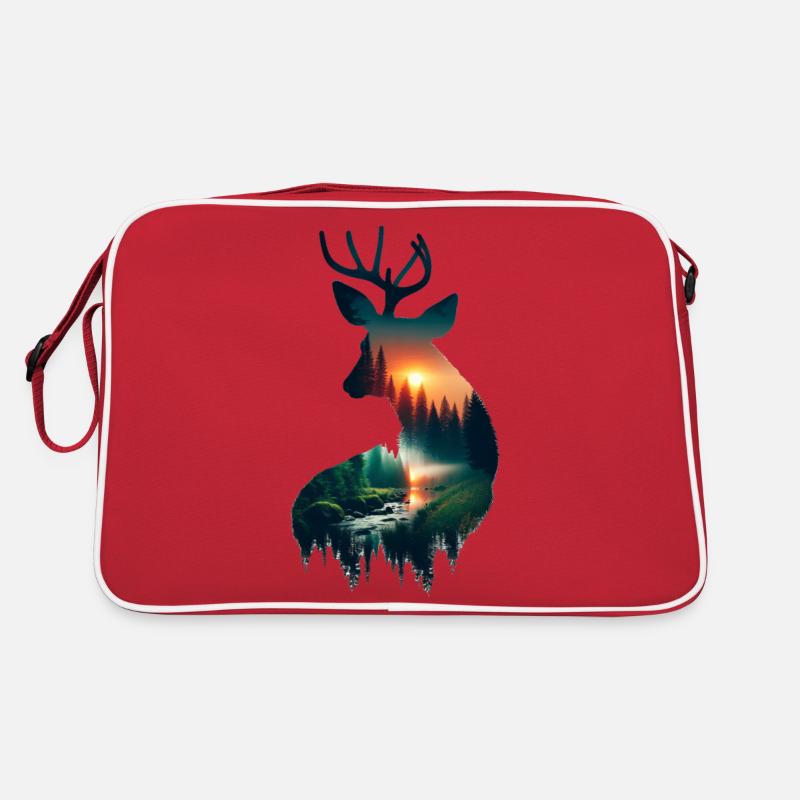 Double Exposure Deer Retro Tasche