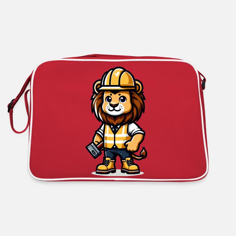 Ouvrier de la construction Lion mignon Sac Retro