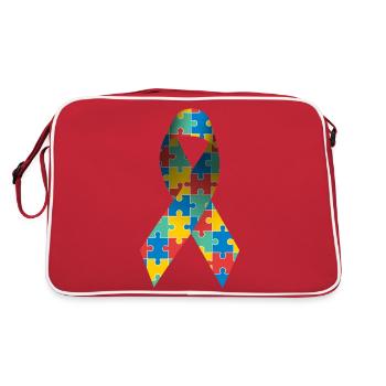 Ruban de sensibilisation à l’autisme et au syndrome d’Asperger - Sac Retro - rouge/blanc - Dos