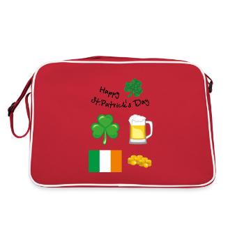 Einen schönen St. Patrick Tag. Festliches Design - Retro Tasche - Rot/Weiß - Hinten