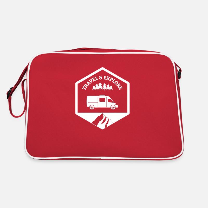 Travel and explore van white Retro Bag